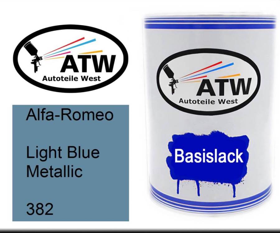 Alfa-Romeo, Light Blue Metallic, 382: 500ml Lackdose, von ATW Autoteile West.